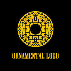Geometrical art. Circle ornamental logo icon. Deco vector design.