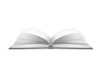 Realistic Detailed 3d White Blank Open Book Template Mockup. Vector