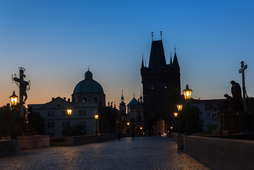 Fototapeta na wymiar Charles Bridge night view, Prague, Czech Republic
