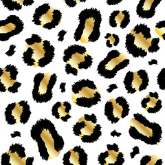 Leopard skin in gold and black seamless pattern vector illustration