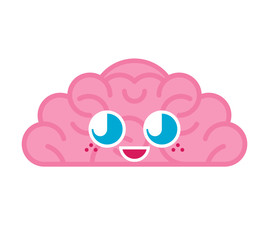 Cute brain isolated. funny Brains cartoon style. kids character. Childrens style.