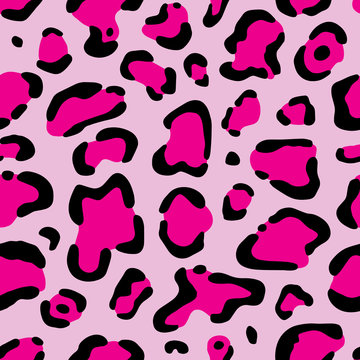 Leopard skin pink and black seamless pattern abstract vector illustration