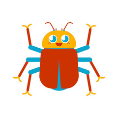 Cute Beetle isolated. funny bug cartoon style. kids character. Childrens style.