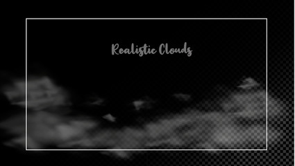 Vector clouds over transparent background collection realistic white fluffy clouds set