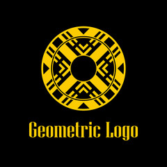 Geometrical art. Circle ornamental logo icon. Deco vector design.