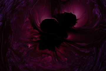 Abstract night deep purple background black light acrylic paint unknown object space underwater...