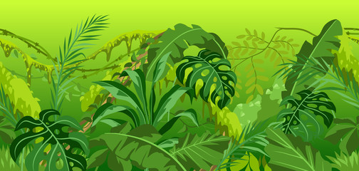 Fototapeta na wymiar Seamless pattern with jungle plants.