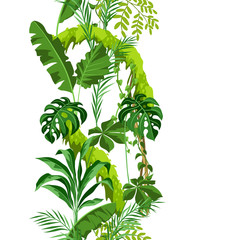 Seamless pattern with jungle plants.