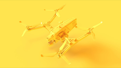 Yellow Unmanned Aerial Vehicle Drone 3d illustration 3d render