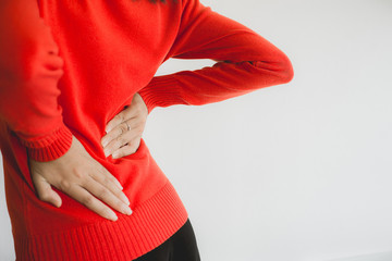 Woman with lower back pain,Female suffering from backache