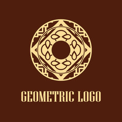 Geometrical art. Circle ornamental logo icon. Deco vector design.