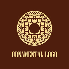 Geometrical art. Circle ornamental logo icon. Deco vector design.