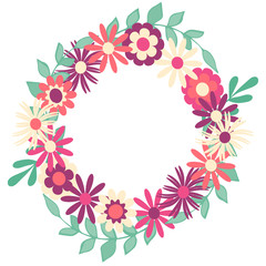 Vector floral wreath. Wreath with flowers pastel colors