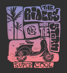 Fototapeta premium Cool scooter shirt print design, vector illustration