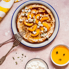 Crepes with Cottage Cheese and Peaches