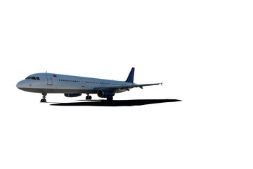 Commercial air plane on a white background .