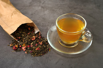 White tea with cranberry fruits  
