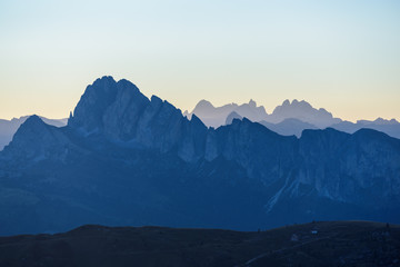 beautiful landscape sunset mountain in Passo di giau ,Dolomite Italy