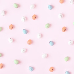 Easter pastel  eggs on pink background, toning,soft