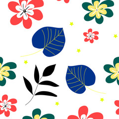 Floral patterns and leaves