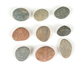 sea pebbles isolated on white