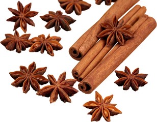 Star Anise With Cinnamon Sticks - Isolated