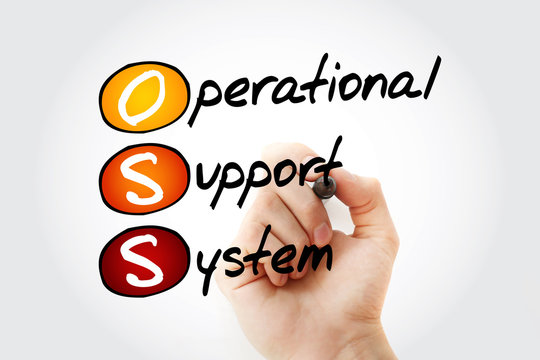 OSS - Operational support system acronym with marker, technology concept