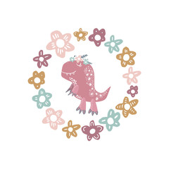 Vector cute baby dinosaur art. Nursery illustration