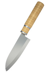 japanese knife for sushi. Isolated on white background. 3d