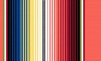 Blanket stripes vector pattern. Background for Cinco de Mayo party decor or ethnic mexican fabric pattern with colorful stripes. Serape design with trendy colors