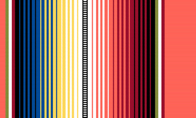 Blanket stripes vector pattern. Background for Cinco de Mayo party decor or ethnic mexican fabric pattern with colorful stripes. Serape design with trendy colors