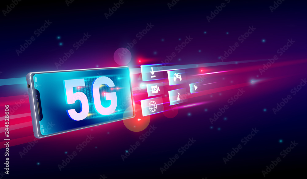 Canvas Prints new 5th generation of internet, 5g network wireless with high speed connection online gaming, downlo