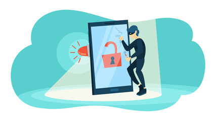 Thief steal personal data with password. Cyber crime