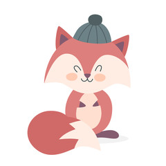 Cute funny fox in a hat. Happy creature