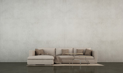 Minimal living room and concrete texture wall background 