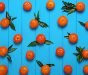 tangerines with green leaves