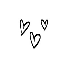 Vector hand drawn simple cute hearts illustration