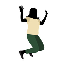 girl, woman jumping, joy silhouette in color clothes