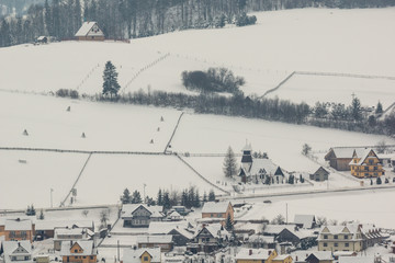 Church in Niedzica at winter, Malopolskie, Poland