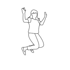 Fototapeta na wymiar girl, woman jumping sketch, joy