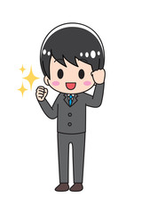 A man with a guts pose in a suit