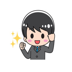 A man with a guts pose in a suit upper body