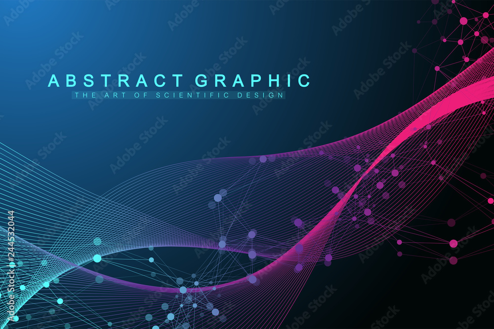 Poster geometric abstract background with connected line and dots. network and connection background for yo