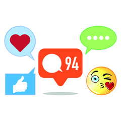 Social network icons pack. Like, comment, follow. - Vektorgrafik