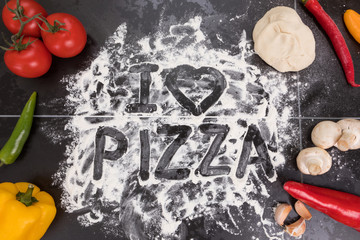 Background with natural ingredients for delicious pizza