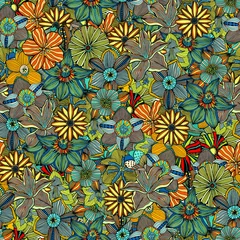 Wandaufkleber Flowers seamless pattern © Volodymyr Vechirnii