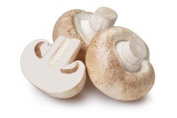 Fresh champignon mushrooms, isolated on white background