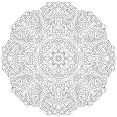 Hand drawn zentangle mandala for coloring page.