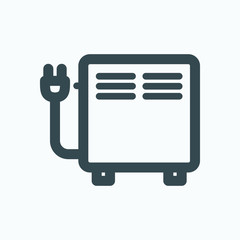 Electric convector icon, electric domestic convector heater with plug vector icon