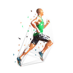 Running man, low polygonal vector illustration. Geometric runner, side view, athletics